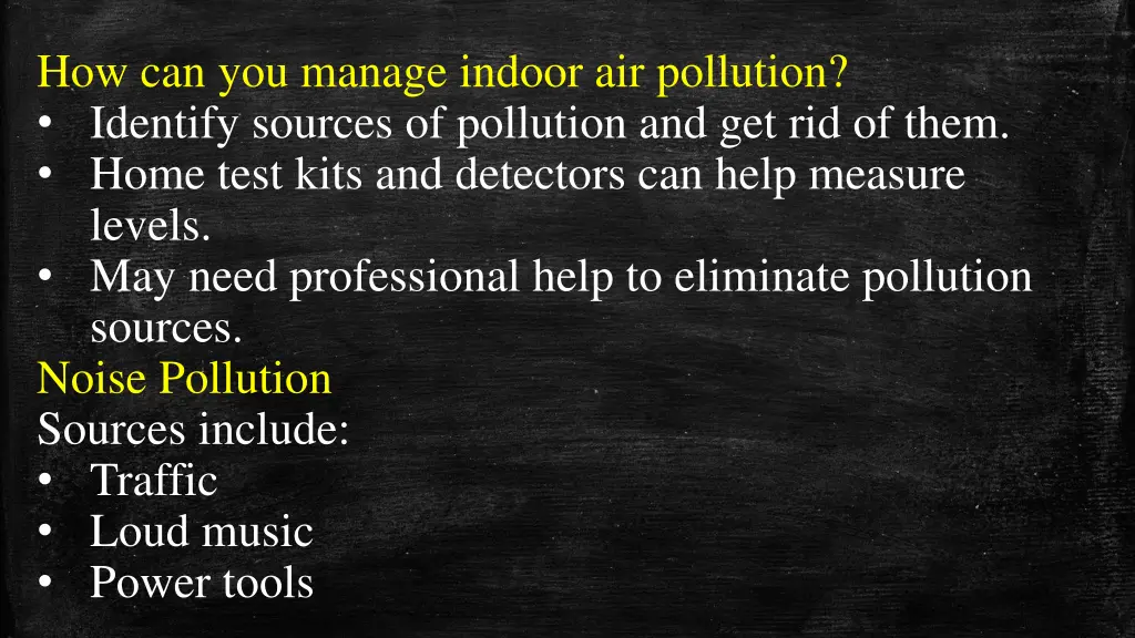 how can you manage indoor air pollution identify