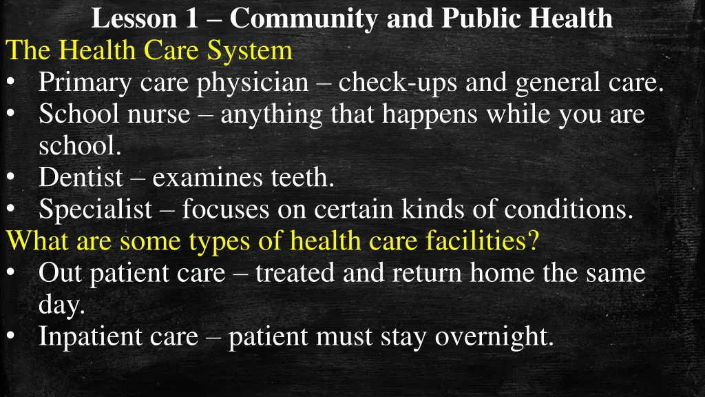 lesson 1 community and public health the health