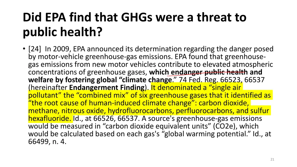 did epa find that ghgs were a threat to public