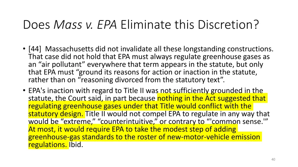 does mass v epa eliminate this discretion