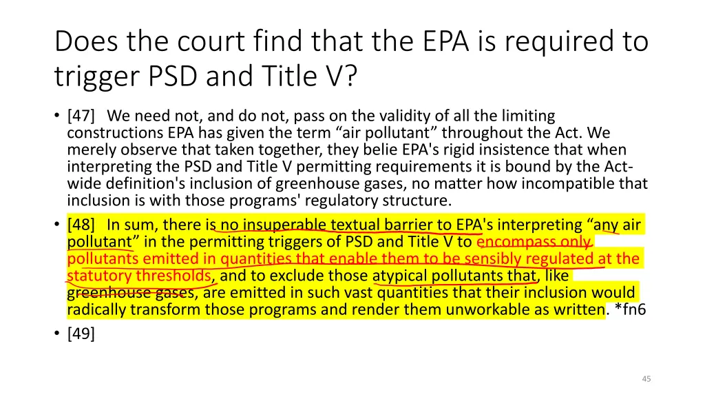 does the court find that the epa is required