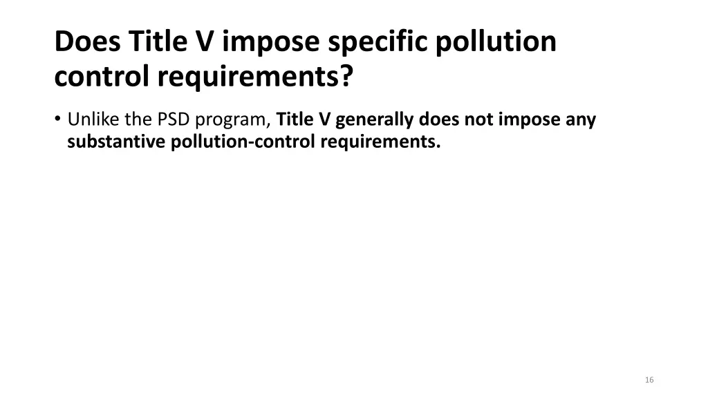 does title v impose specific pollution control