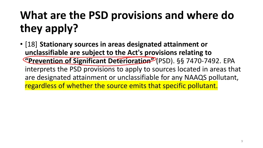 what are the psd provisions and where do they