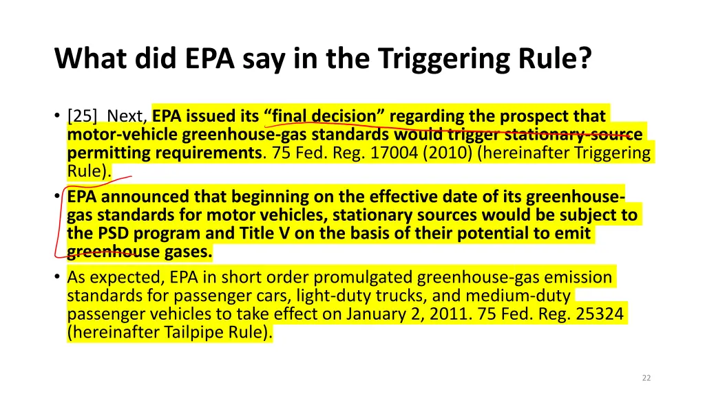 what did epa say in the triggering rule