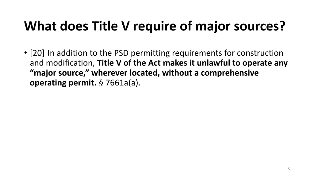 what does title v require of major sources