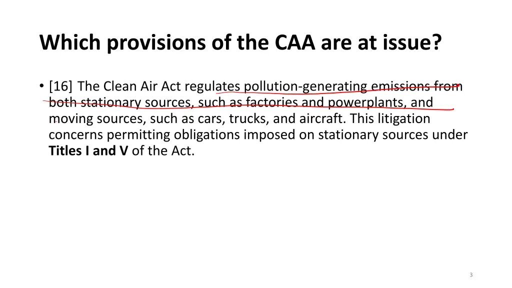 which provisions of the caa are at issue