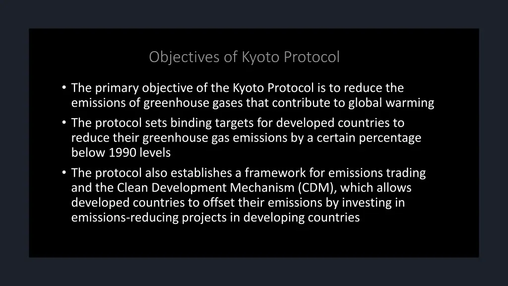 the primary objective of the kyoto protocol