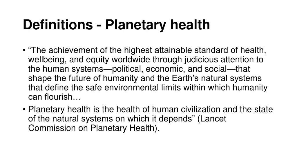 definitions planetary health