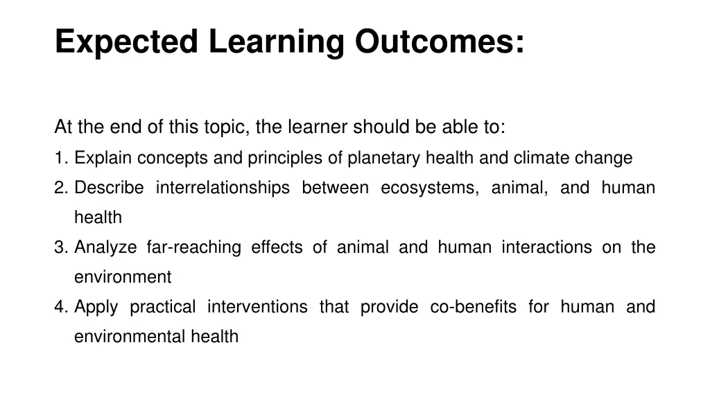 expected learning outcomes