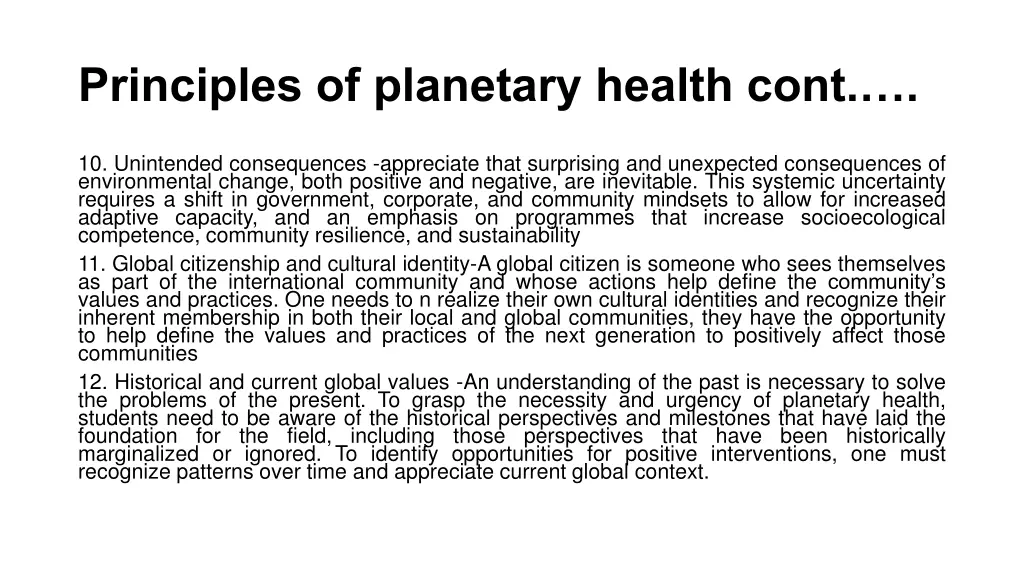 principles of planetary health cont 2