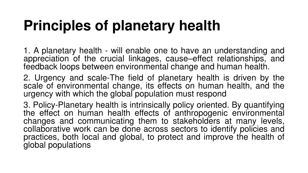 principles of planetary health