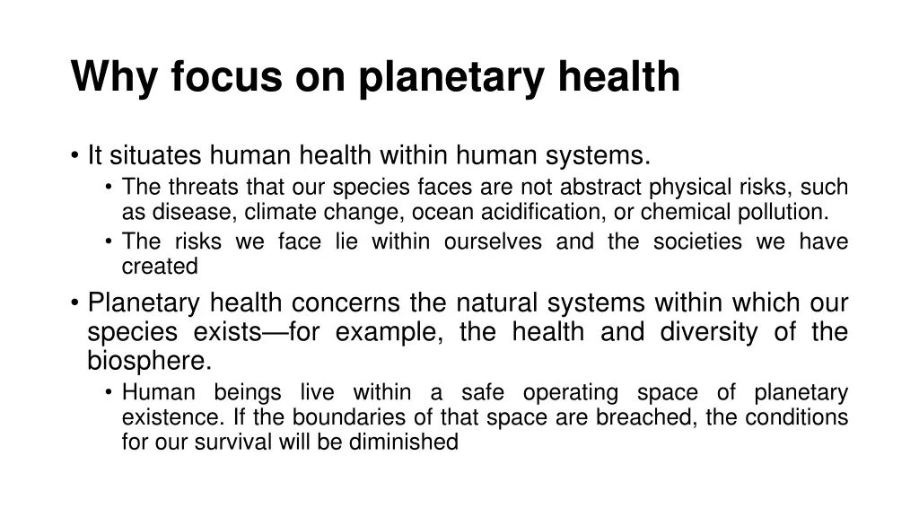 why focus on planetary health