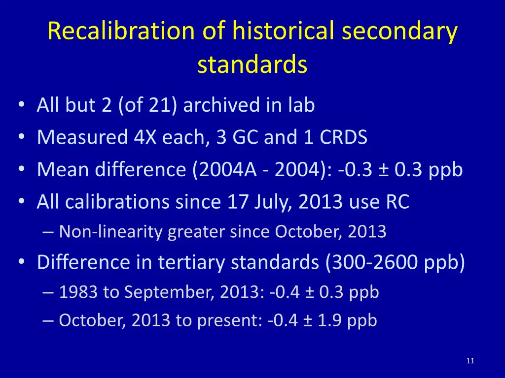 recalibration of historical secondary standards