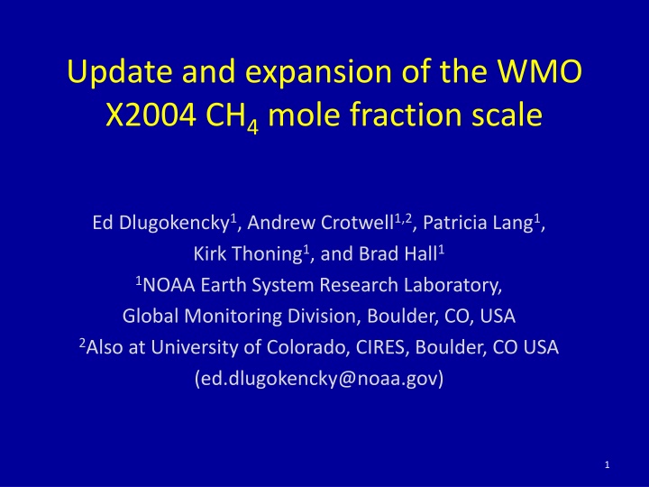 update and expansion of the wmo x2004 ch 4 mole