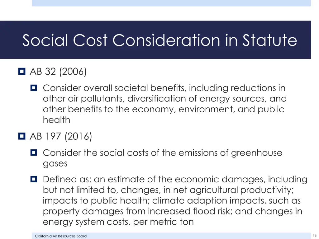 social cost consideration in statute