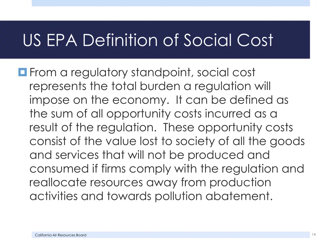 us epa definition of social cost