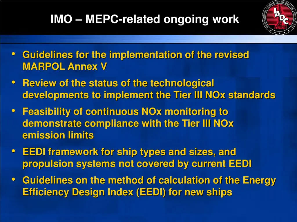 imo mepc related ongoing work 2