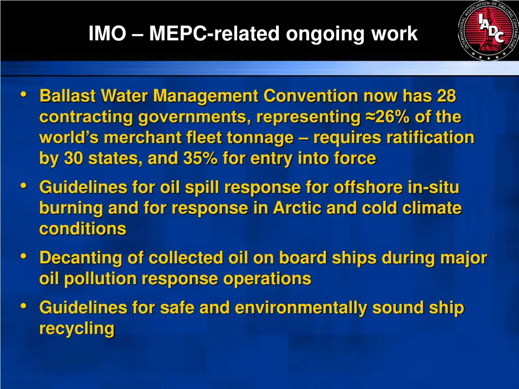 imo mepc related ongoing work