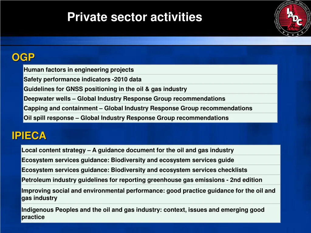 private sector activities