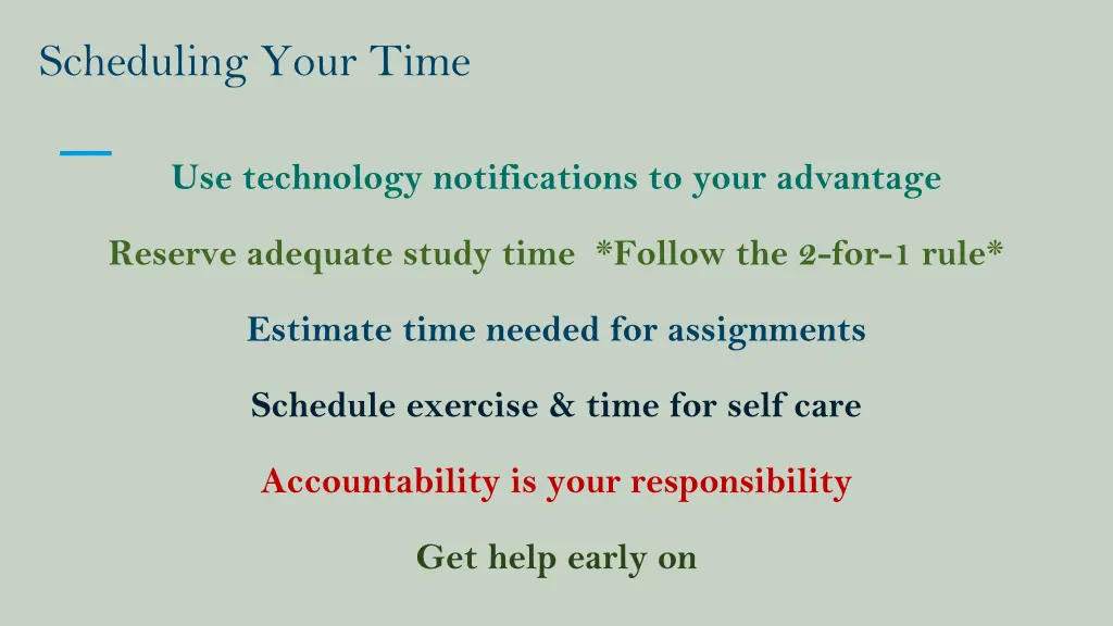 scheduling your time