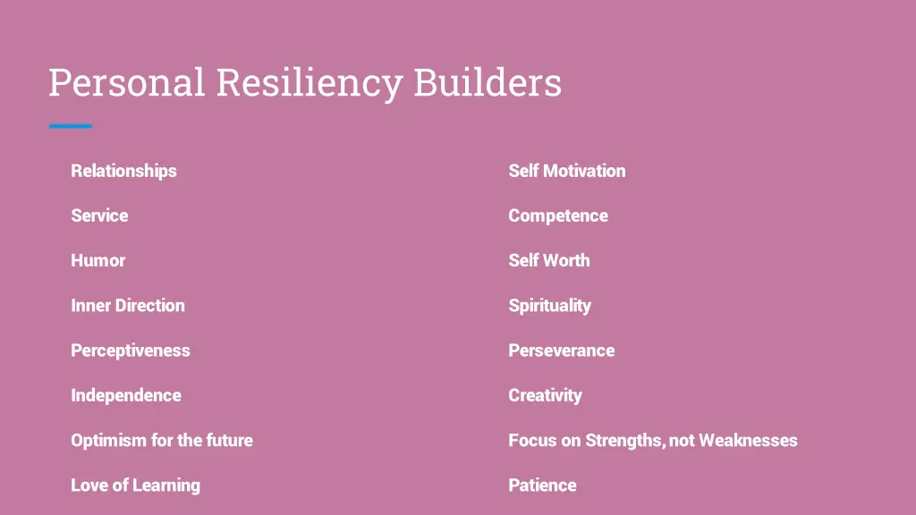 personal resiliency builders