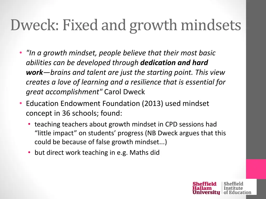 dweck fixed and growth mindsets