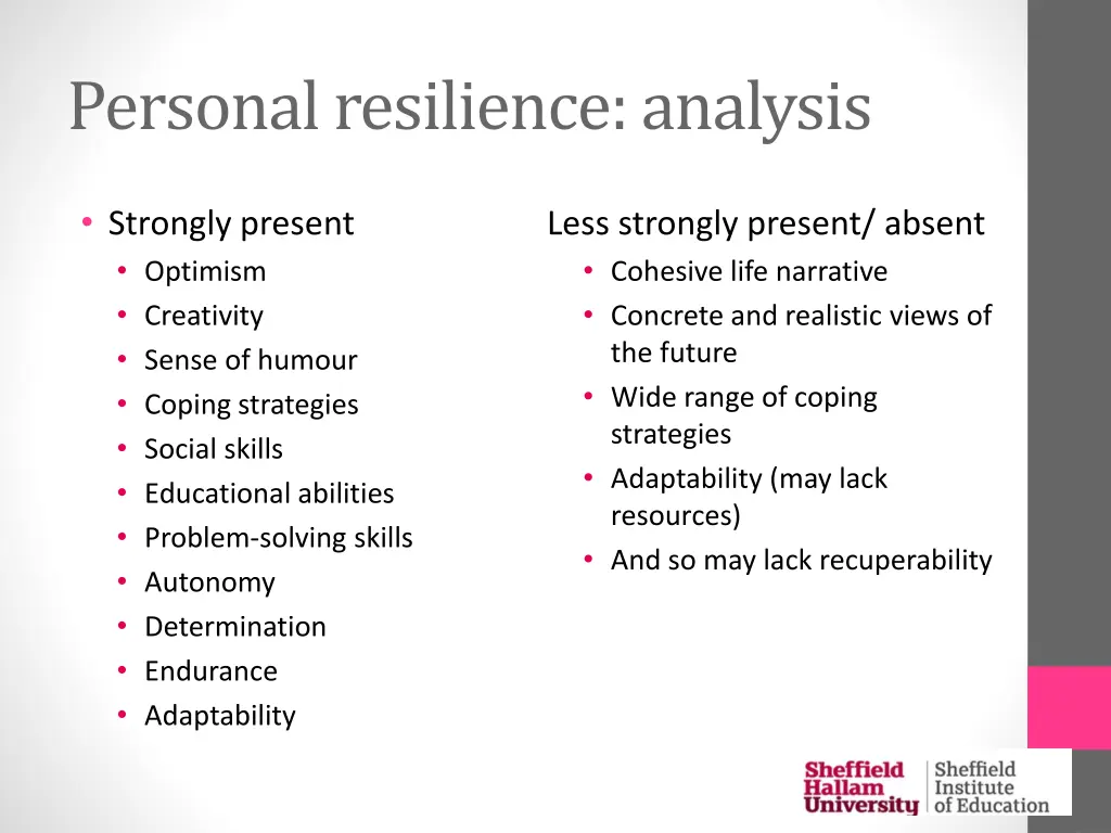 personal resilience analysis