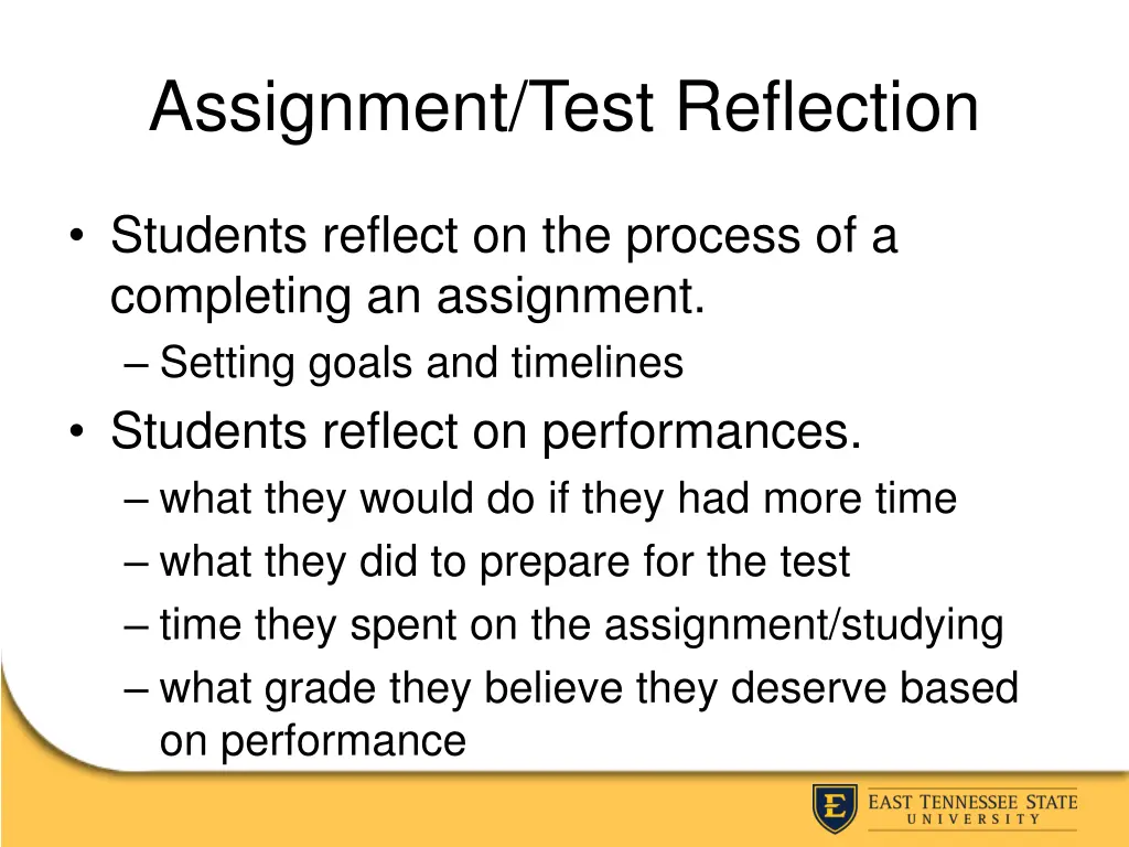 assignment test reflection