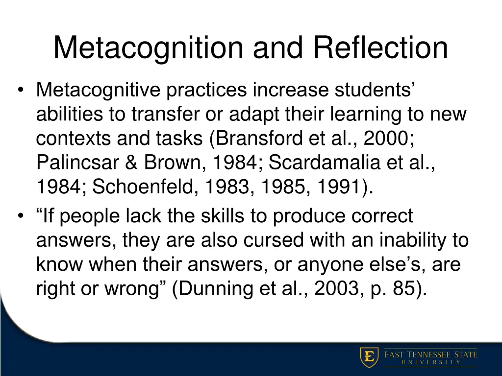 metacognition and reflection