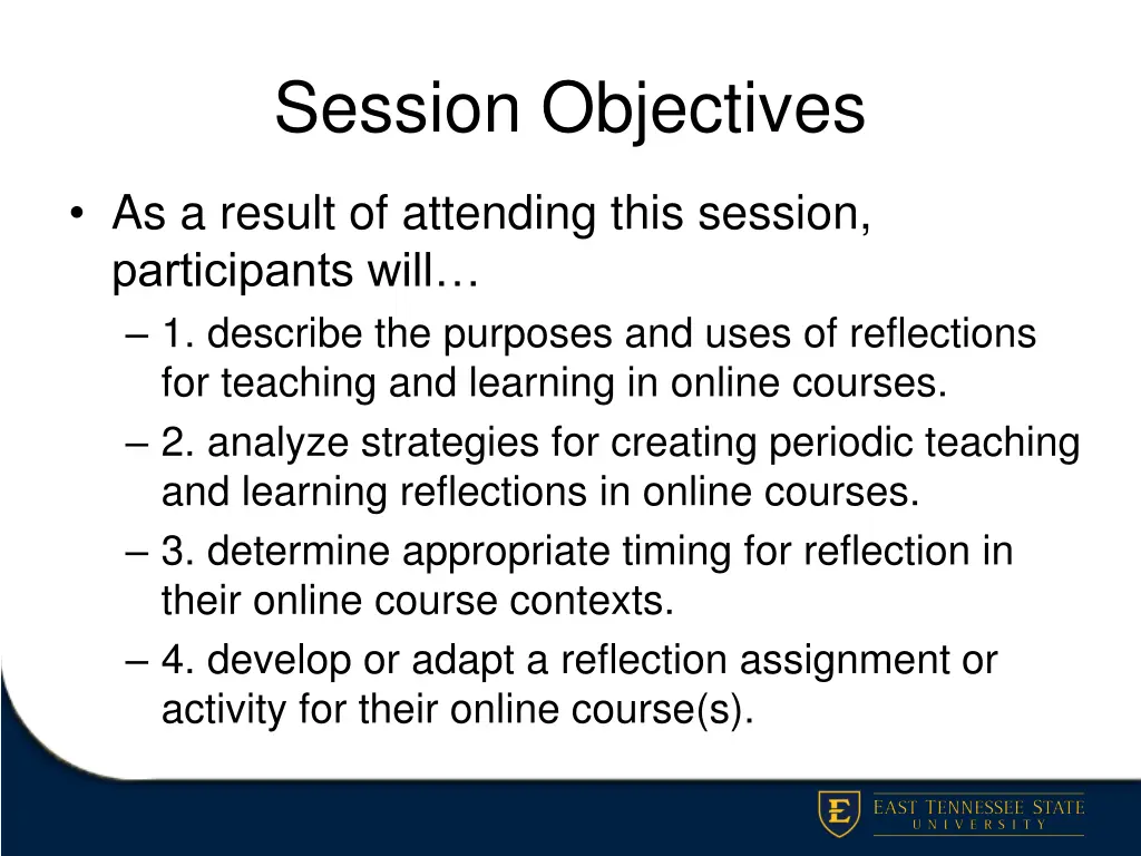 session objectives