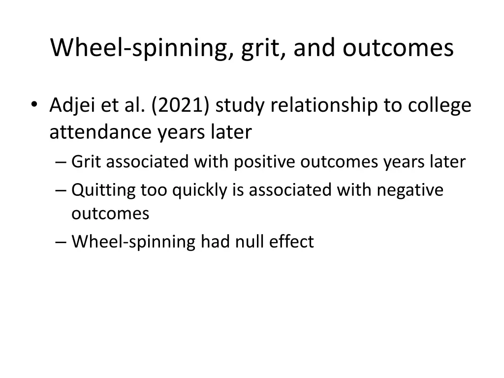 wheel spinning grit and outcomes