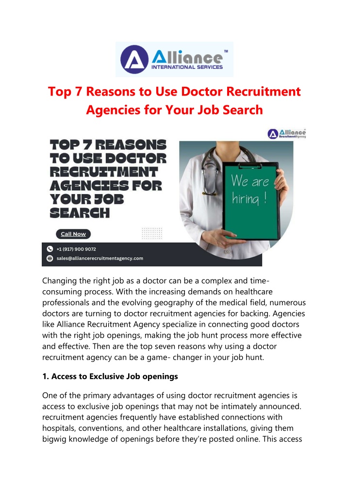 top 7 reasons to use doctor recruitment agencies