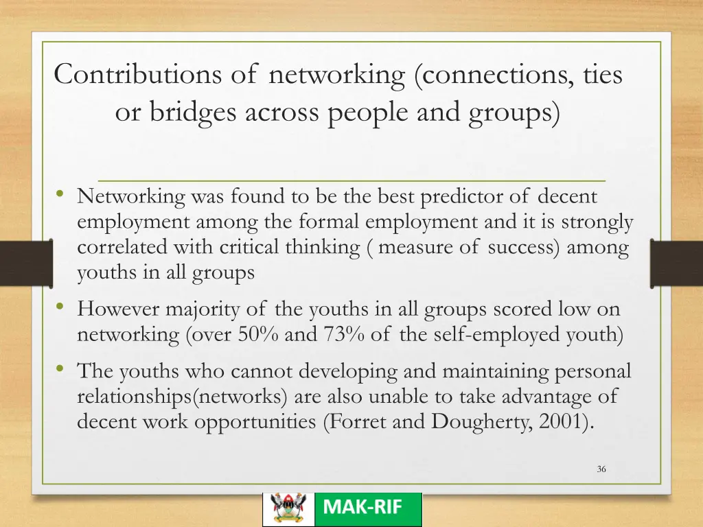 contributions of networking connections ties