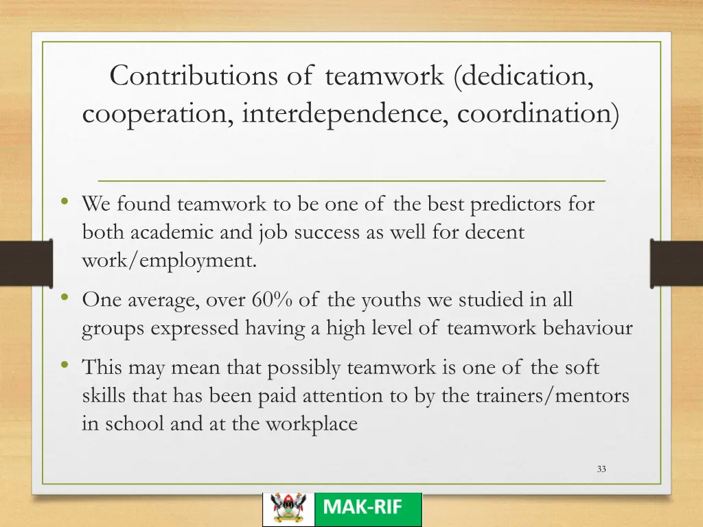 contributions of teamwork dedication cooperation