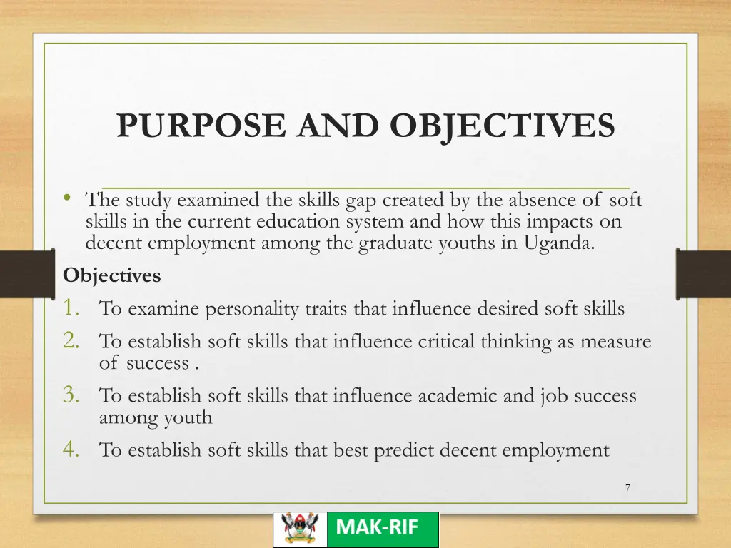 purpose and objectives