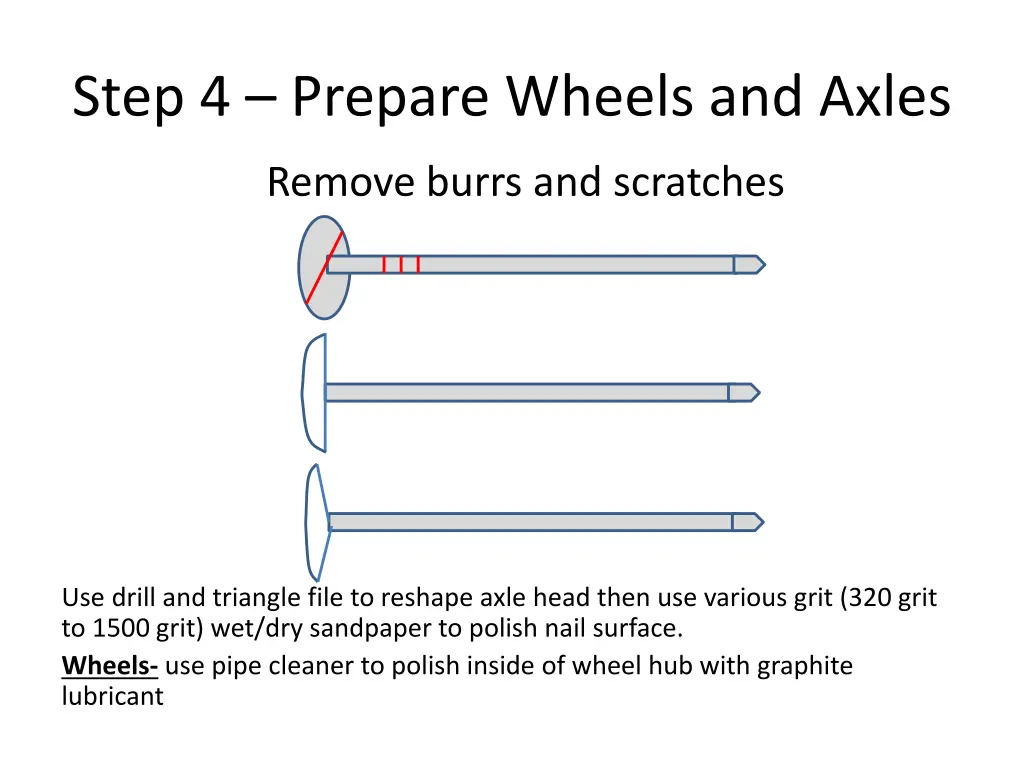 step 4 prepare wheels and axles