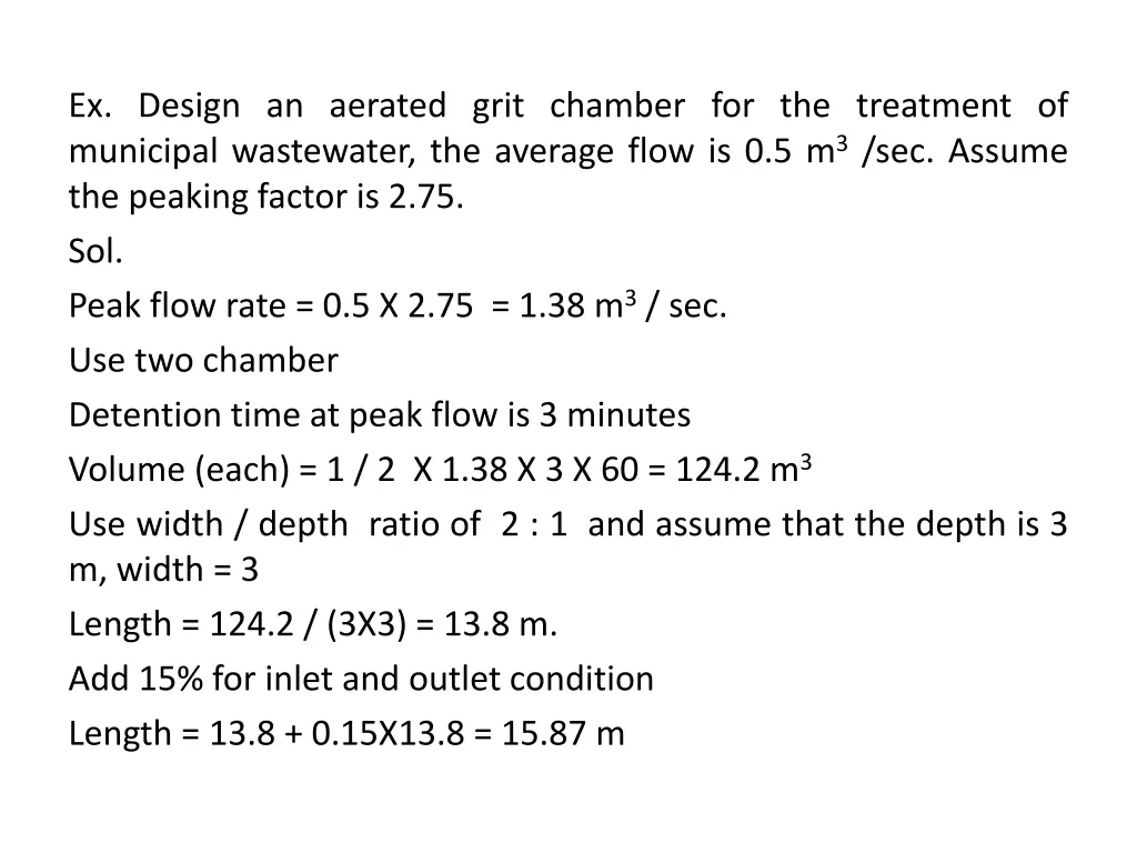 ex design an aerated grit chamber