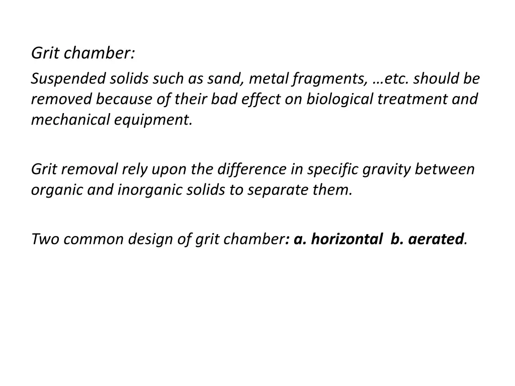 grit chamber suspended solids such as sand metal