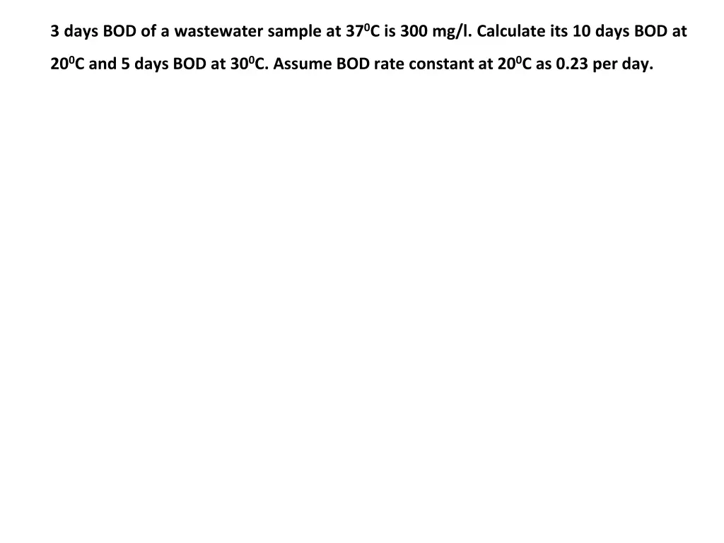 3 days bod of a wastewater sample