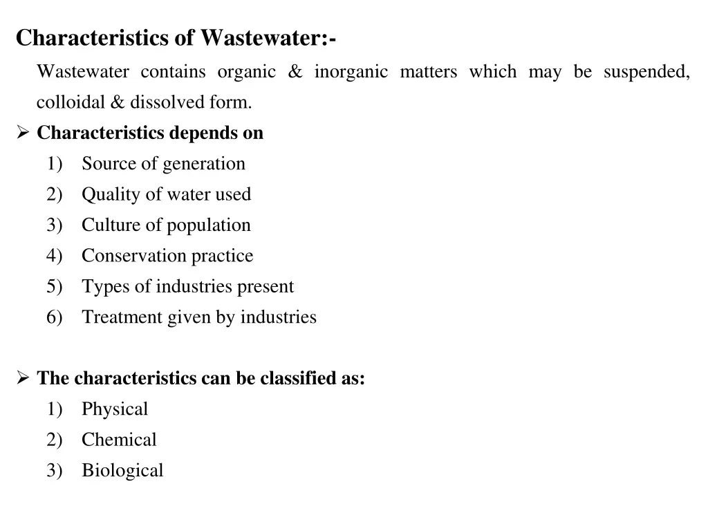 characteristics of wastewater wastewater contains