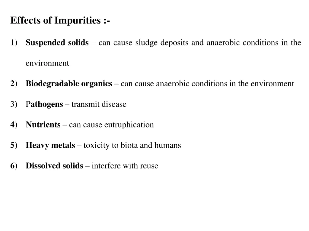 effects of impurities