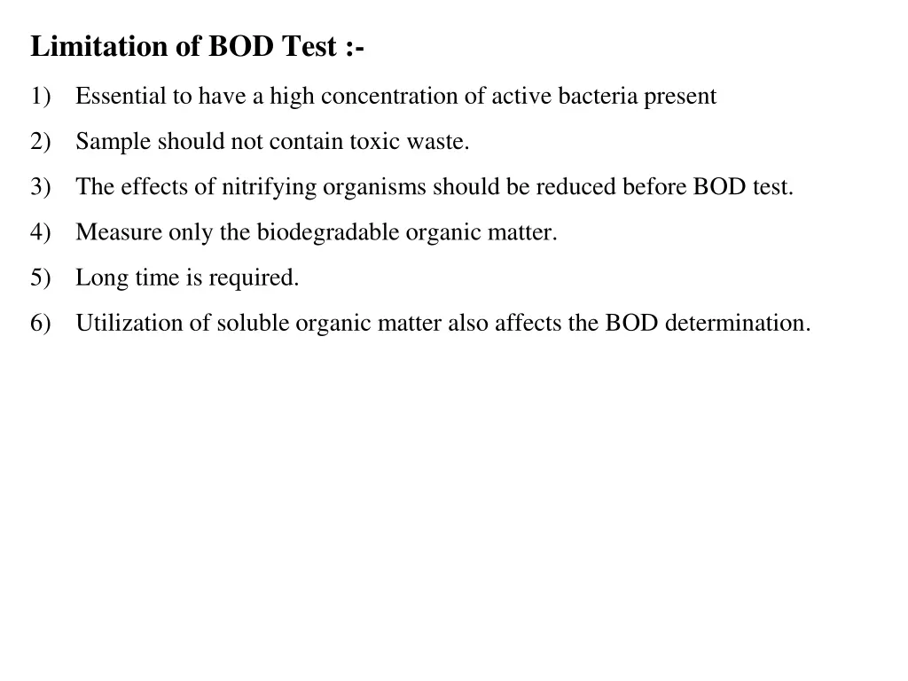 limitation of bod test