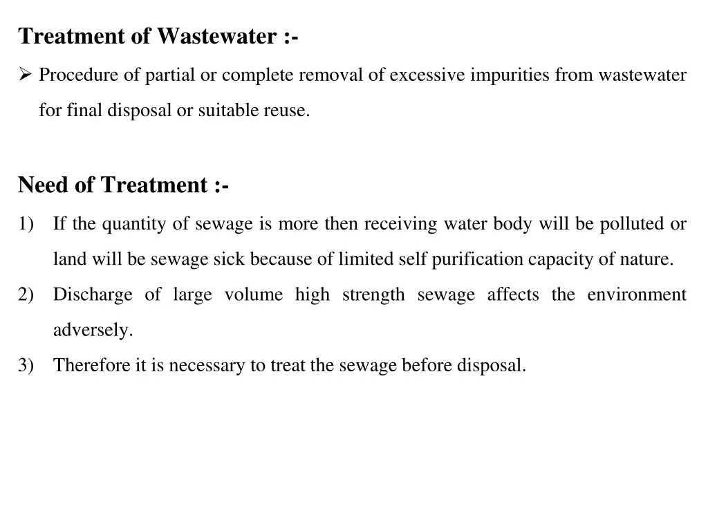 treatment of wastewater