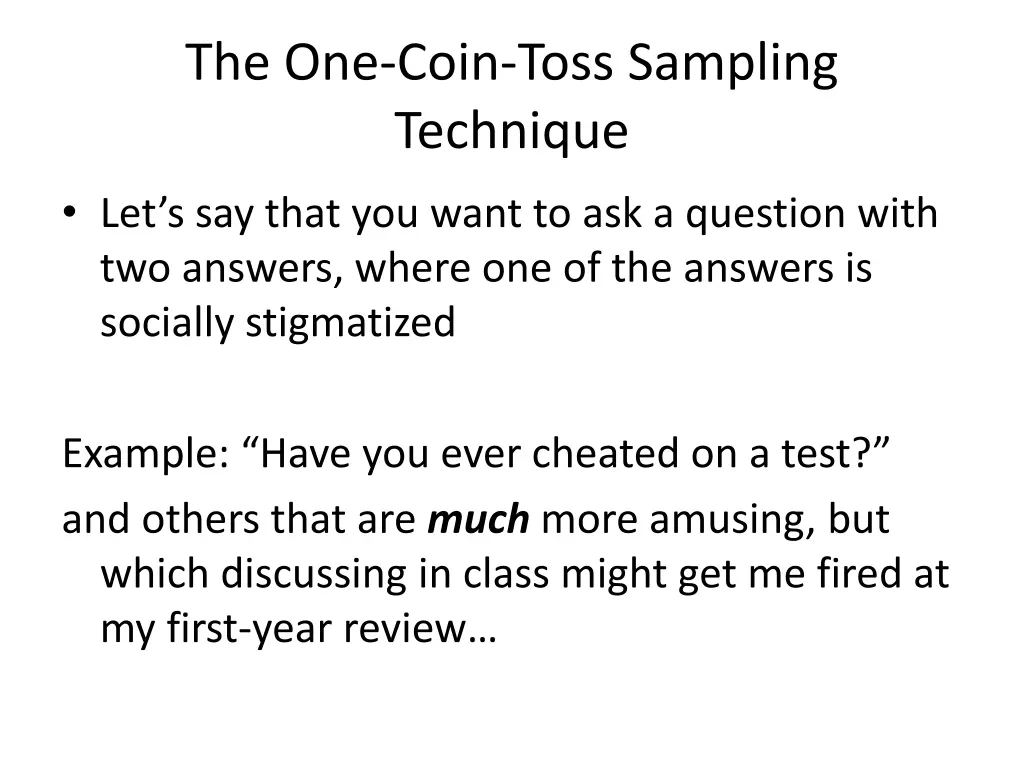 the one coin toss sampling technique 1