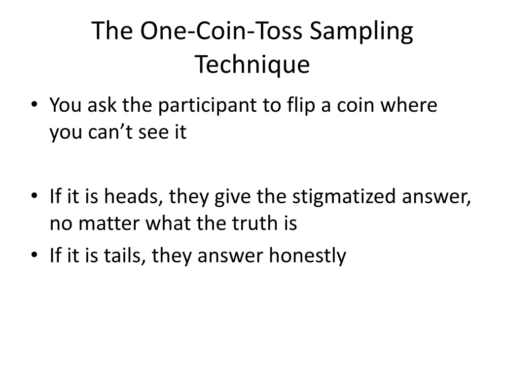 the one coin toss sampling technique 3