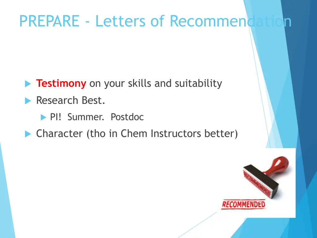 prepare letters of recommendation