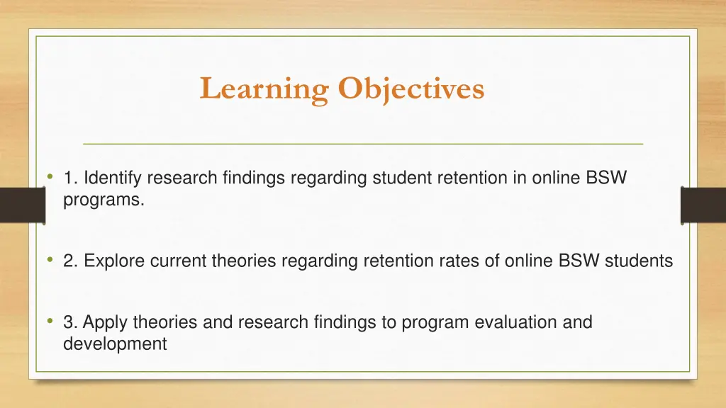 learning objectives