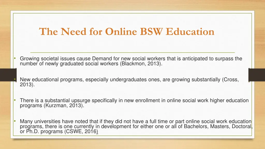 the need for online bsw education