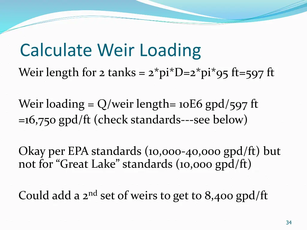 calculate weir loading