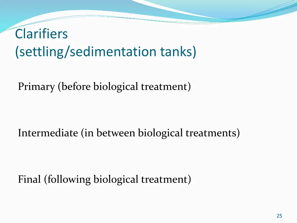 clarifiers settling sedimentation tanks